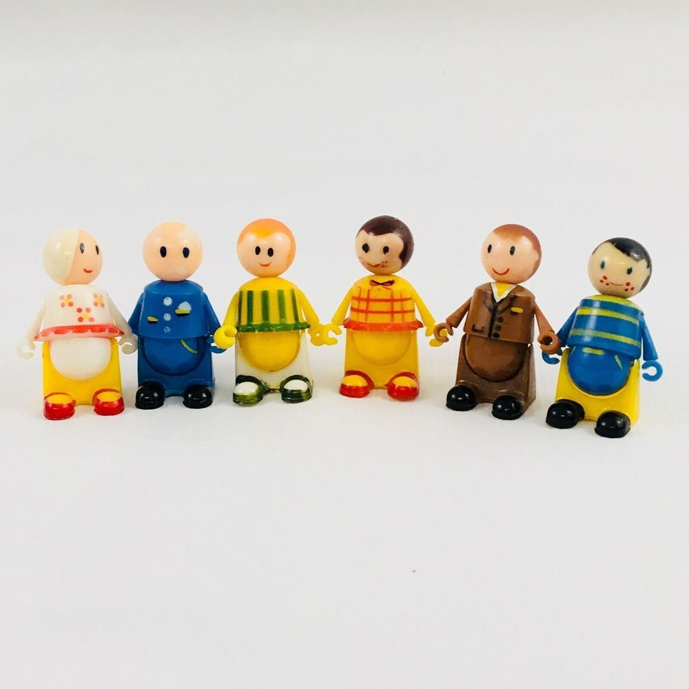 Vtg Tweakie Toy Doll Lot 6‎ Figures Family Grandpa Grandma Boy Girl Dad Mom 1969